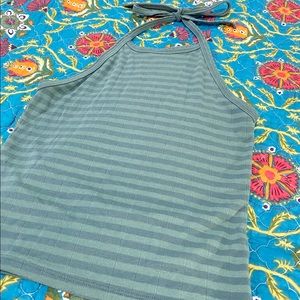 Teal stripe strapless halter top American Eagle Small